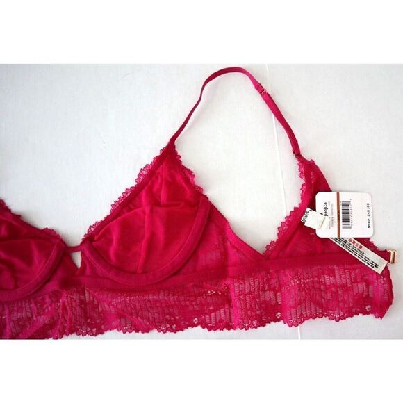 Free People OB1070262 Sz XS Fuschia Pink Alyssa Underwire Lace Bralette $48 - Picture 7 of 9
